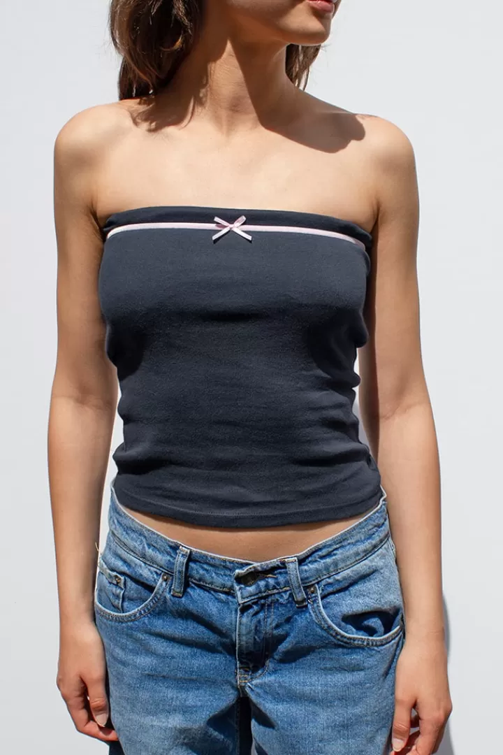Bandeau top with bow^Subdued Best Sale
