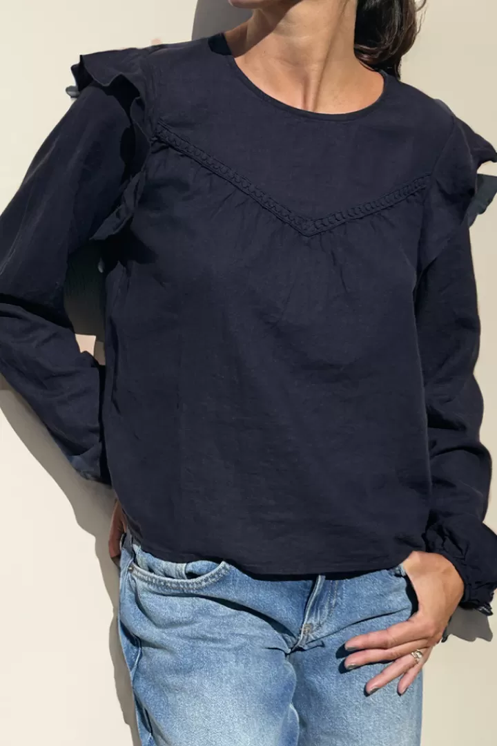 Blouse with ruffles^Subdued Store