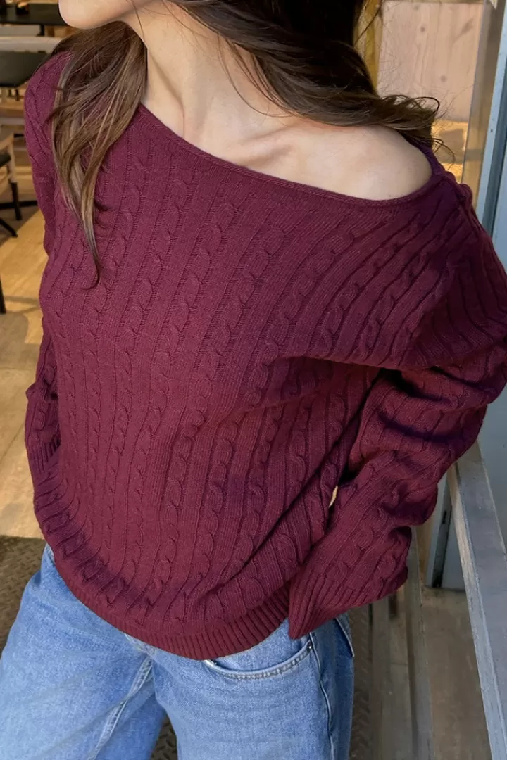 Boat neck sweater^Subdued Discount