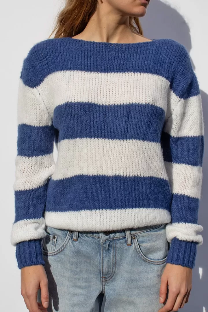 Boat neck sweater^Subdued Hot