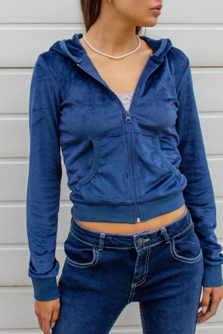 Chenille zip-up hoodie^Subdued Hot