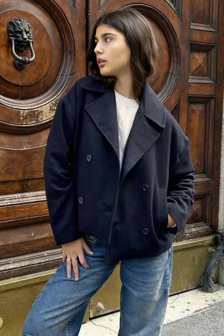 Double breasted coat^Subdued Cheap
