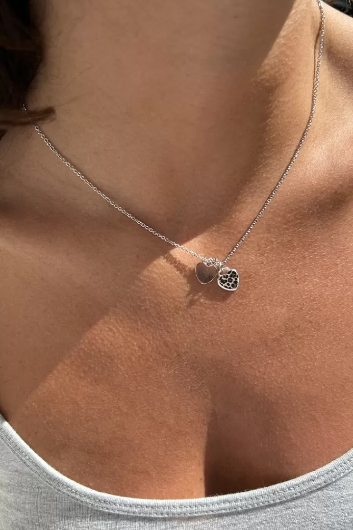 Double heart necklace^Subdued Discount