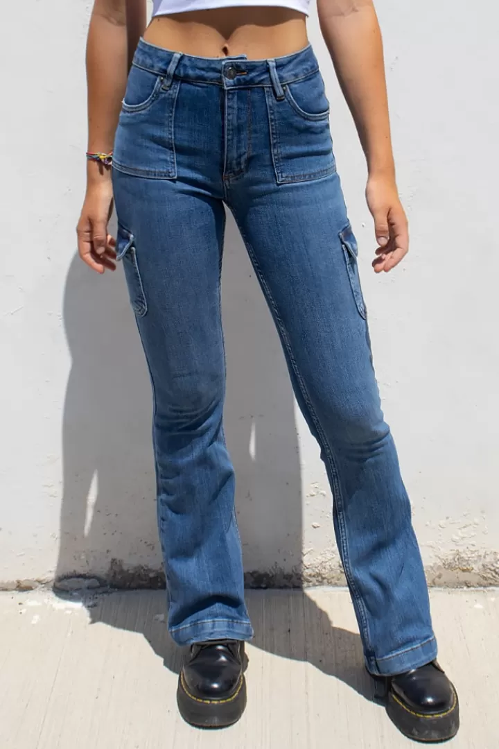 Flared pockets jeans^Subdued Cheap