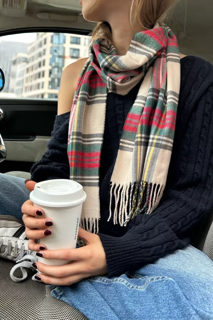 Fringed scarf^Subdued New
