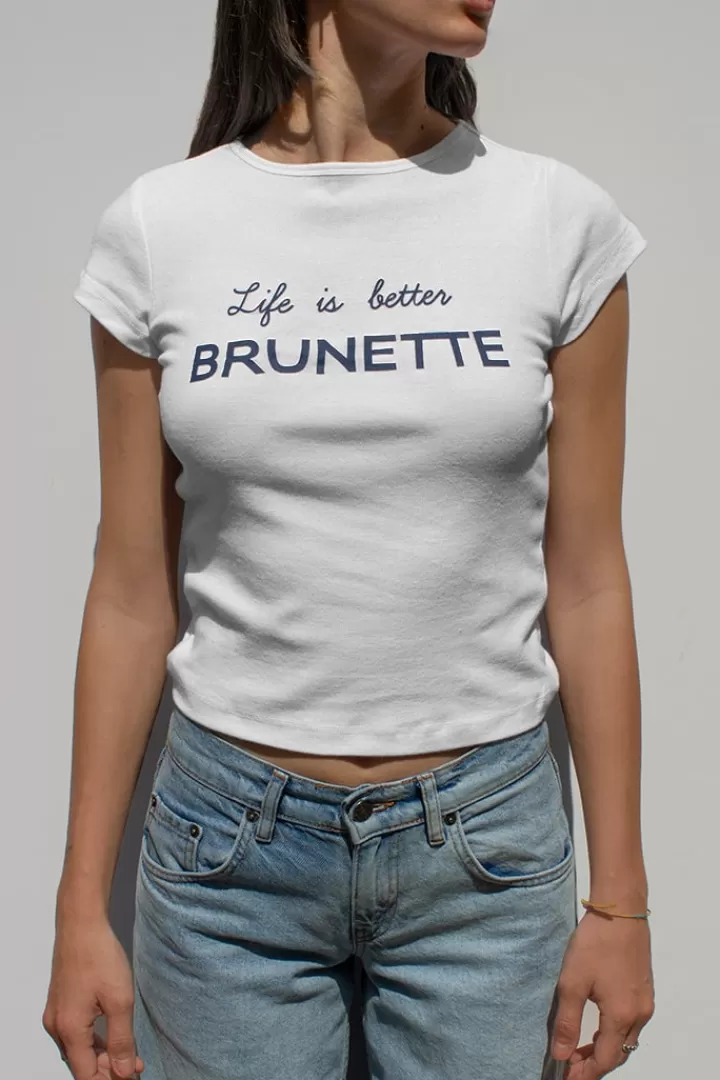 Life is better Brunette t-shirt^Subdued New