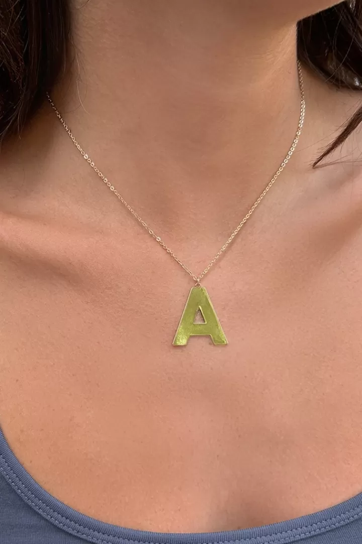 Necklace with letter^Subdued Hot