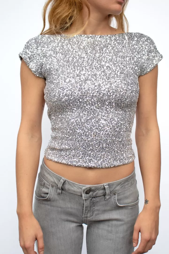 Sequin backless t-shirt^Subdued Shop