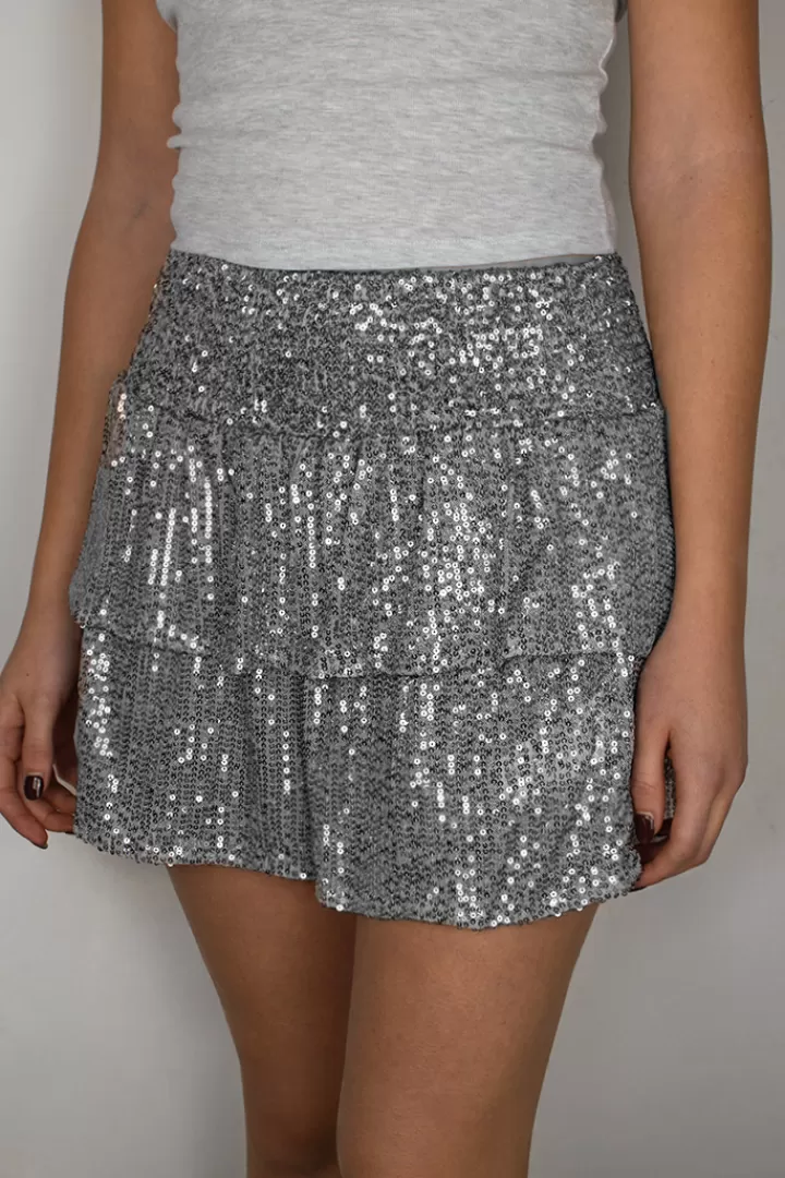 Sequin ruffle skirt^Subdued Cheap