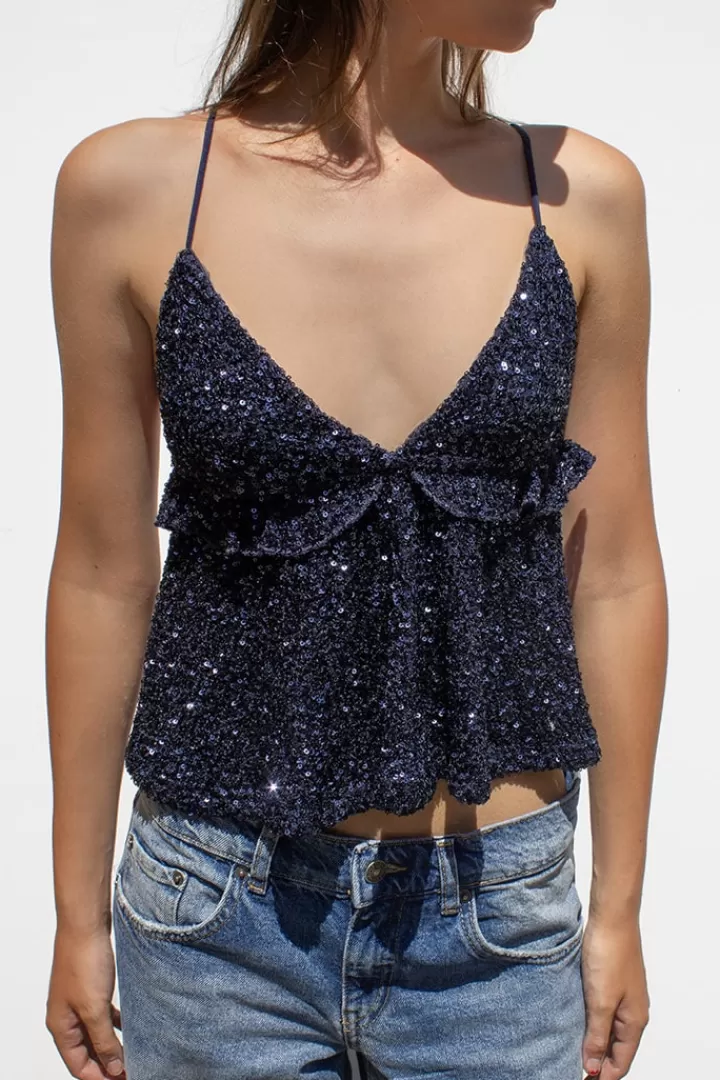 Sequin ruffle top^Subdued Cheap