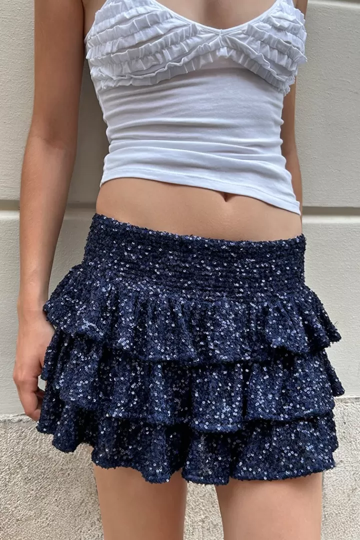 Sequined ruffle skirt^Subdued Sale