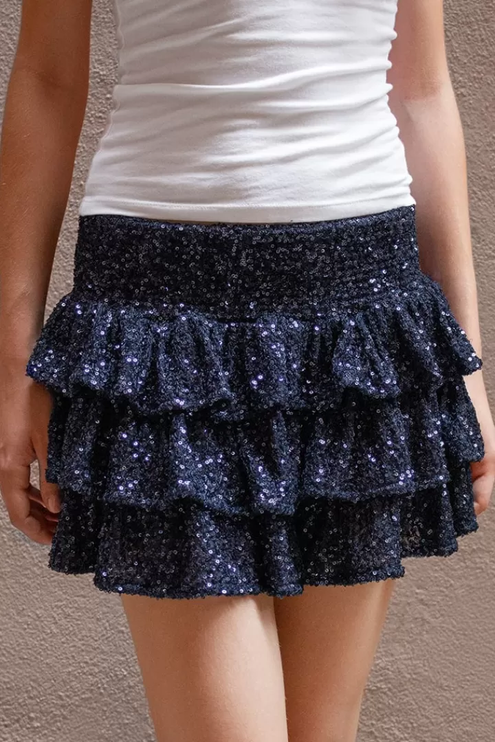 Sequined ruffle skirt^Subdued Sale
