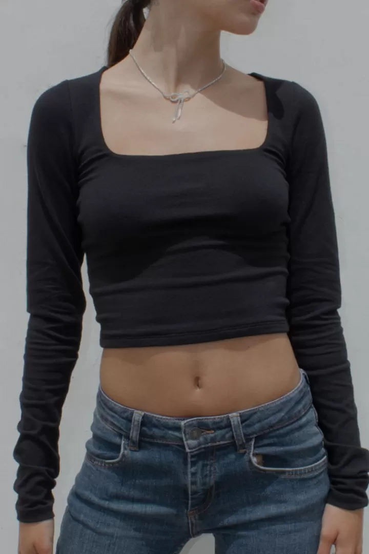 Square neck t-shirt^Subdued Clearance